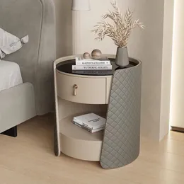 Designer neuer Nachttisch Einfache moderne italienische leichte Luxusschlafzimmer Leder Rockboard kleiner Seitenschrank Hotel am Nachtler Organisator