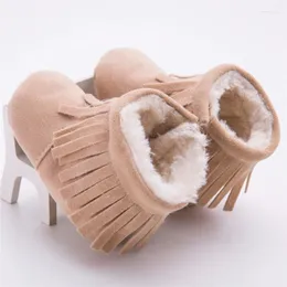 Boots Baby Winter Shoes Girls Snow Solid Tassel Fashion Soft Sole Cotton Infant Toddler Dark Crib 0-18m A50