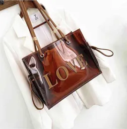 Summer Transparent Plastic Big Tote Bag 2021 Love Clear Large Bray Borse da spiaggia Sagna da spiaggia Bag6947547