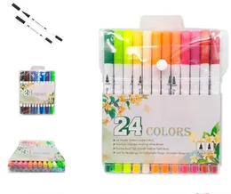 Hot Selling Color FinEneliner Dip Dual Tipa Aquarela caneta caneta lavável desenho de pintura marcador de caneta de caneta de caneta de mangá marcadores de desenho de mangá caneta