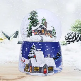 Resina Christmas Dreamy Crystal Ball Music Box Elegant 4in1 Multifuncional Snow Globe com Light Rotate Birthday Chrismo