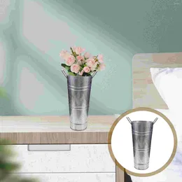 Vasos 2 pcs rural retro lata vaso de cano a granel vasos de flores jarro galvanizado baldes de ferro flores