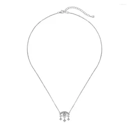 Zincirler Korece S925 STERLING Silver Women's Kolyesi Zirkonya ile Şık bir görünüm için içi boş gözler