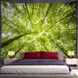 Gobelin gobeliny niebo leśne w zielonej ścianie wisząca sceneria natury estetyczna salon domowy dekoracje sypialni dekoracje gobeliny R0411