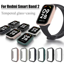 بالنسبة إلى Redmi Smart Band 2 Case Cover Case Hard PC Case with Glass Glass Film Screen Screen Protector Watch Watch Pumper Accessories