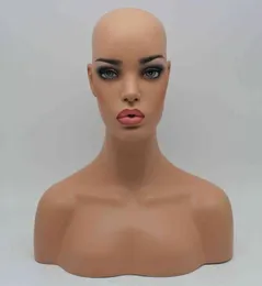 Ny artikel Realistisk kvinnlig svart glasfiber mannequin dummy head byst för spets peruk och smycken visar ems ship3607630