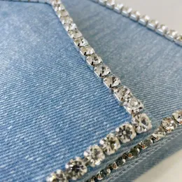 Luksusowy projektant dżinsowej torebki Rhinestone Diamond Square Torba Kobieta wieczorna torba kolacja