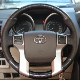 Funda Para Volante Toyota Land Cruiser Prado 120 | Cuero Sintético Cosido A Mano | Hilo Blanco | Mejor Agarre Y Confort