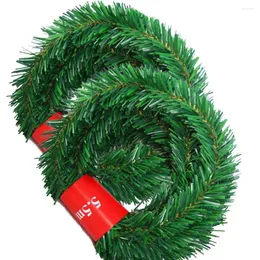 装飾的な花5.5mパインクリスマスガーランドグリーン人工クリスマスツリーラタンバナーパーティープラスチックペンダントティンセル吊り飾り