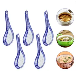 Spoons 5pcs Suppe Keramik Chinesische Reislöffel Fläche Asiatische Services Vorspeisen Tafelmahlzeitenmahlzeiten Partner