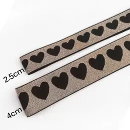 5 Meter 2,5 cm glänzend Liebe Herz Elastizitätsband Gummi Gurtband Silbermuster Elastizitätsgürtel für Kleidungsrock DIY -Nähbedarf