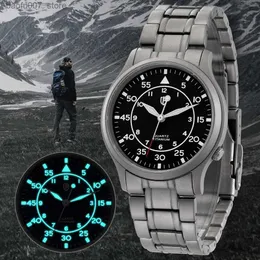 Нарученные часы Berny Titanium Mens AR Covert Sapphire Fashion Forist Glow VH31 Ультра -тонкий кварцевый водонепроницаемый 5ATM