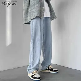 Herr jeans baggy jeans män rak high street all-match mode tonåringar par enkla ungdomlig vitalitet streetwear koreanska stil byxor l49