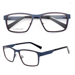 Óculos de sol Frames de negócios homens Ópulos para vidros ópticos quadrados Retângulo de aço inoxidável Eyewear Full Metal Metal RX Espetáculos