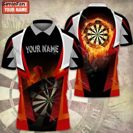 Benutzerdefinierte Name Darts Fire Eagle 3D überall über bedruckte Herren Polo -Shirts Männliche Revers T -Shirt Unisex Sommer Turndown Collar Tee Weibliche Top