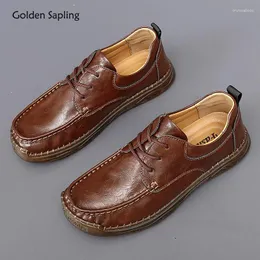 Casual Shoes Golden Sapling Classics Men's Retro Leather Flats Fashion Party For Men Leisure Business Flat Male Moccasins