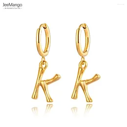 Hoop Ohrringe Jeemango 18K Gold plattiert für Frauen Edelstahl Drop Dangle Alphabet Buchstaben Schmuck Je22035
