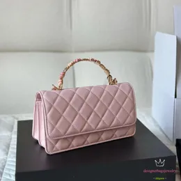 23SS Luxury Handbag WOC Pearl Handle Camellia Blossom Crossbody Bag SheepSskin Emalj Handle Diamond Grid Makeup Bag Petal Handle Sheepskin Chain Bag Wallet Plånbok