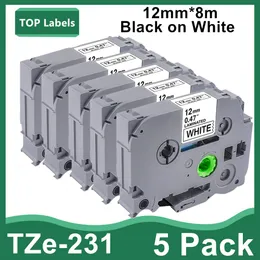 1 ~ 5 pk ersättning 12mm 0,47 "Brother PTOUCH TZ TAPE TZE-231 TZ-231 Användning för PT-D210 PT-H110 PTD600 PTD400AD Laminerad etikett