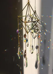 Ljuskrona vindklockor trädgårdsdekoration kristallprismor hängande solfångare hänge uteplats windown inomhus utomhusdekor regnbåge mak6743280