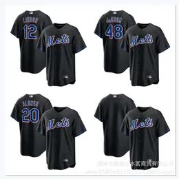 بيسبول قمصان متروبوليس ليندور#12 DeGrom#48 Black 2022 Player Jersey