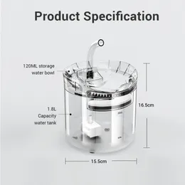 Yavru Dispenser Kediler Fountain Su Şeffaf Sessiz Dispenser İçenler İçme Kasesi Otomatik besleyici Sensör WF060