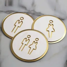 Acrylic Creative Modern Toilet Sign Bathroom Logo Washroom WC Door Plates Women Men Symbol for Public Office Hotel Restaurant