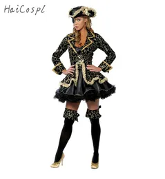 Pirata costume da donna sexy gonna di Halloween festa cosplay fantasy stage performance nero oro oro con cappello blinder outfit 9197743