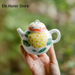 170ml Hand Painted Embroidery Flower Ceramic Teapot Handmamde Pile Carved Kettle with Filter Chinese Tea Maker Pot Kung Fu Set