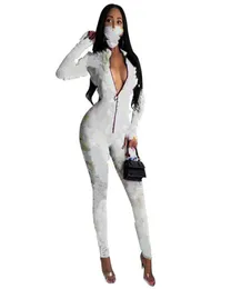 Plus storlek 2x hösten vinterkläder kvinnor jumpsuitmask skinny bodysuits sexiga brev rompers avslappnade bruna overaller smala leggings 353570491