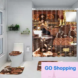 Simple Cross-Border Digital Printing Waterproof Shower Curtain Toilet Partition Curtain Non-Slip Mats