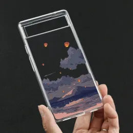 Japan Anime Landscape Phone Hülle für Google Pixel 7a 7pro 6a 6 6pro 8 8 Pro 5G Clear Clear Covers Covers Fundas Skin