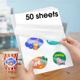 50 Sheets Vinyl Sticker Paper A4 Printable Paper Sheet Self Adhesive Paper Sticker Waterproof Glossy White Sheet DIY Craft Card