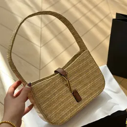 Lyxiga hobos axelväska varumärkesdesigner crossbody väskor män kvinnor vävda handväskor tygväska snygg guld bokstav frans kedja halmväskor handväska plånbok