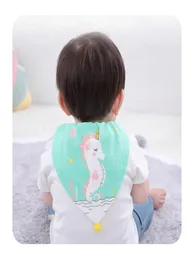 Baby Sweat Wipes 4 Layer Cartoon Pad Back Handdukar för barn 4 lager av gasväv svettsäker handduk Animal Picture Cotton Summer Absorb 7494288