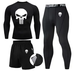 Sıkıştırma MMA Rashguard Erkekler Jiu Jitsu T Shirt Pantolon Muay Thai Şort Kızarıklık Koruma Kafatası Spor Salonu Erkekler Bjj Boks 3 PCS Setleri Giyim 222441523