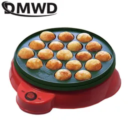 DMWD Japan Professional Octopus Ball Maker Takoyaki Baking Machine Mini Electric Chibi Maruko Grill Pan 110V 220V with 18 Holes