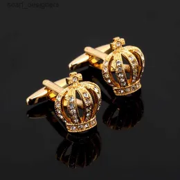 Cuff Links Luxury Crown Cufflinks Design de cristal branco dourado Melhores links de manguito de presente de vara