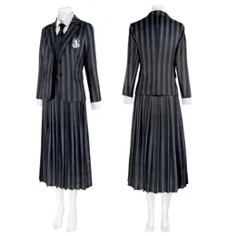 Środa Addams Cosplay Costumes Addams W środę szkolna mundurowa kamizelka koszulka dla dzieci dla dzieci Halloween strój