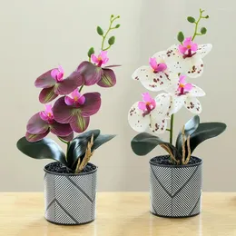 Dekorative Blumen Seidenorchideen künstliche Blume weiße Schmetterlingsorchideen gefälschte Phalaenopsis Topf Bonsai für Hochzeitsdekoration für Heimbüro