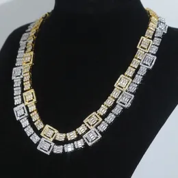 Bling Cz Paved Square Cuban Link Chain Necklace Iced Out Micro Pave Cubic Zirconia Tennis Chain Choker Hip Hop Jewelry