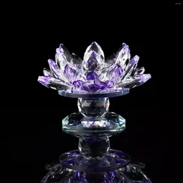 Titulares de vela Crystal Glass Lotus Flower Light Holder Home Decorativa