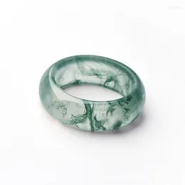 Anelli a grappolo naturale originale ecologico Acqua Erba Musta Agata Calcedoni Amanti Stone Real Jade Ring Biielli Accessori