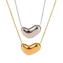 18k Gold Titanium Stahl Schlangenknochenkettenkette Halskette für Frauen mit einfachem Design der Kollarbonekette, kleine goldene Bohnenhänger Halskette, kostenloser Versandgroßhandel