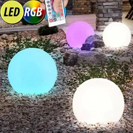 IP68 wasserdichte drahtlose LED -Rasenleuchte RGBW Garten Farbwechsel glühende Kugel El Dekoration Beleuchtung Kugeln Schwimmbad Ball 240408