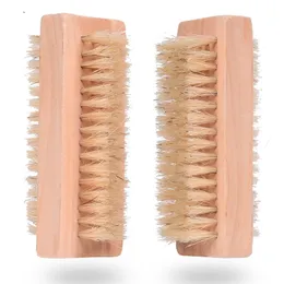 50st Wood Nail Brush Two-Sided Natural Boar Bristles Wood Manicure Nail Hand Cleansing Borstes 10cm Båda sidor