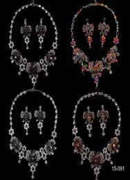 Butterfly Shining Luxury Rhinestones Brincos de colar de jóias de noiva para vestidos de festa de casamento 6291805