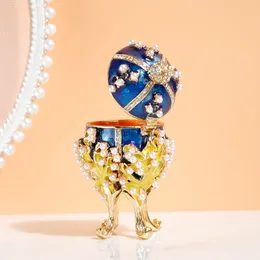 Faberge Egg Classic Vintage Jewelry Trinket Box with Enamel Rhinestones Victorian Style Ornamentsギフト