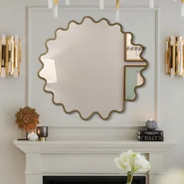 Decorative Full Length Gold Mirror Heart Full Body Aesthetic Big Wavy Mirror Interior Floor Miroir Salle De Bain Room Decoration