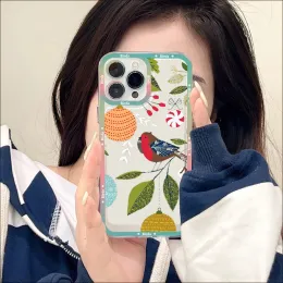 Birdini Flower Owls Floral Telefono per iPhone 11 12 13 14 Mini Pro Max Xr X XS TPU Clear Case per 8 7 6 Plus SE 2020